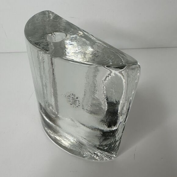 Living Quarters Half Moon Glass Bud Vase Taper Candle Pen Holder Book End Heavy - Picture 2 of 15
